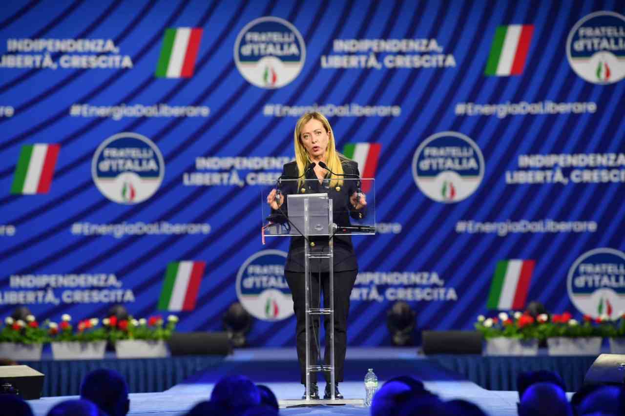 Il presidente di Fratelli d'Italia Giorgia Meloni (foto Ansa)