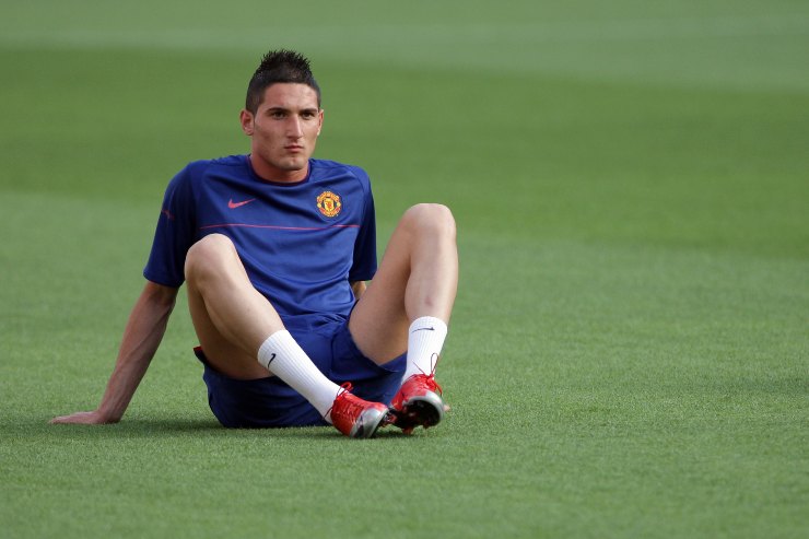 Federico Macheda in allenamento con la maglia del Manchester United