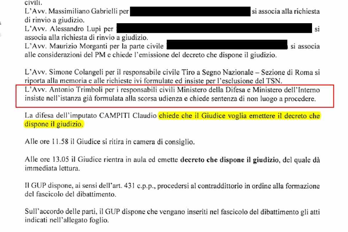 Verbale udienza preliminare processo Claudio Campiti 