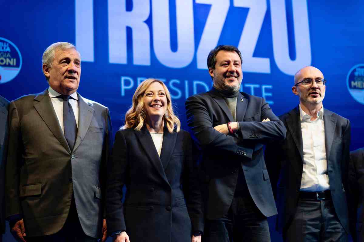 Antonio Tajani, Giorgia Meloni, Matteo Salvini, Paolo Truzzu