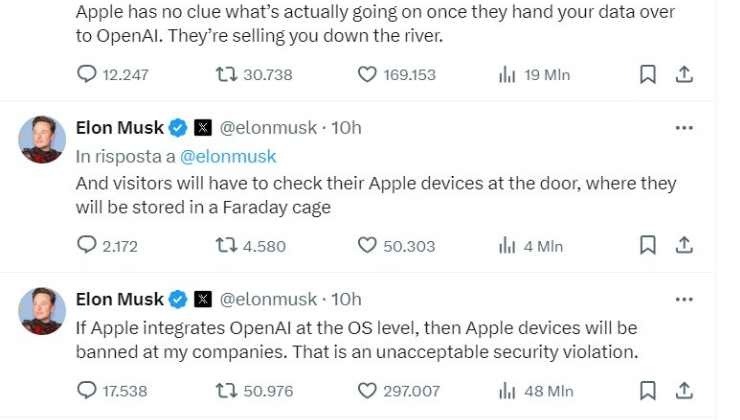 elon musk apple ChatGPT divieto