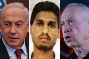 Benyamin Netanyahu, Mohammed Deif e Yoav Gallant in una combo