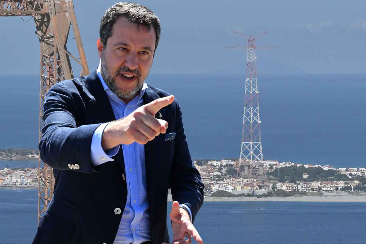 Matteo Salvini e la zona di realizzazione del Ponte