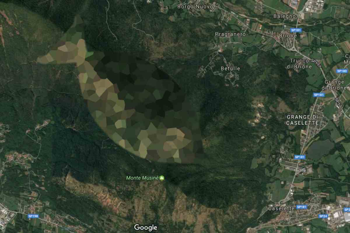 Monte oscurato da Google Maps