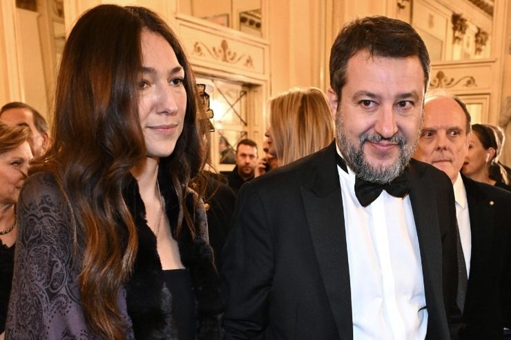 Francesca Verdini e Matteo Salvini durante una serata al Teatro La Scala