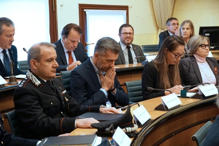 Gino Cecchettin in aula del Consiglio Regionale del Veneto, durante un convegno