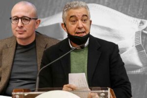 A sinistra l'imprenditore Bianchi, a destra l'ex commissario per l'emergenza Covid Arcuri