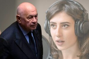 Il ministro della Giustizia Carlo Nordio in primo piano e sullo sfondo la giornalista Cecilia Sala, arrestata in Iran