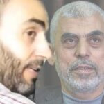 Sullo sfondo Yahia Sinwar e in primo piano il fratello minore Mohammad