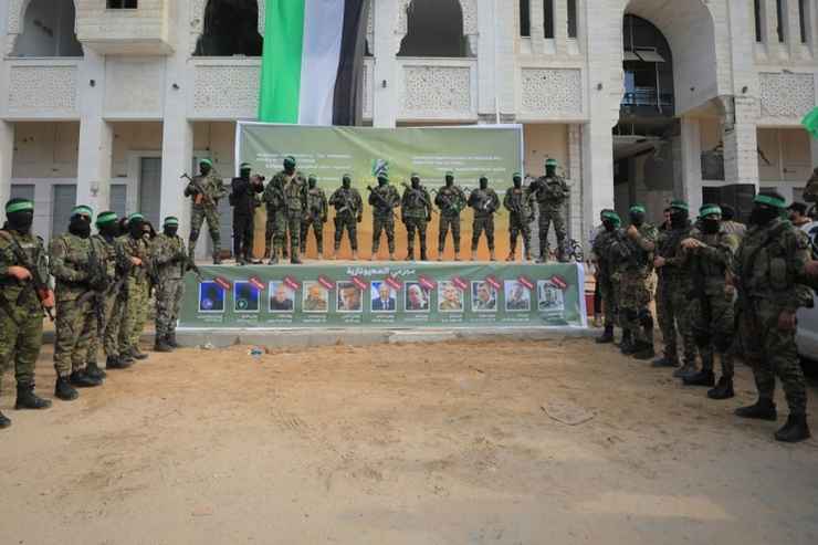 Il palco allestito da Hamas