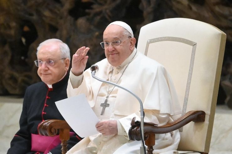 Papa Francesco durante un'udienza