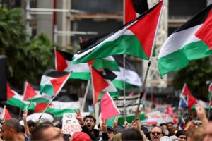 Un momento di una manifestazione pro-Palestina