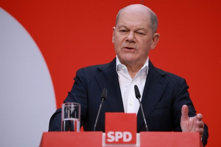 Olaf Scholz durante un comizio elettorale in Germania