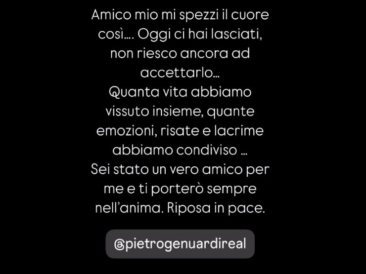 La storia su Instagram di Anna Safroncik per la morte di Pietro Genuardi